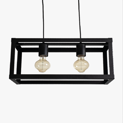 Colgante modelo Cubix de chapa rectangular 2 luces E27 color negro